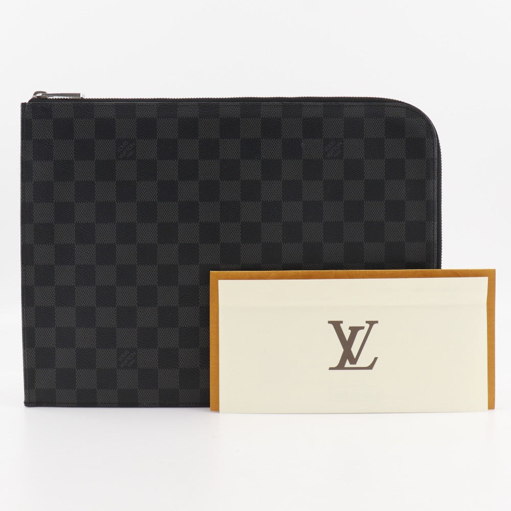 LOUIS VUITTON Clutch bag N41501 Damier Grafitto Canvas black Pochette Jules GM mens Used Authentic