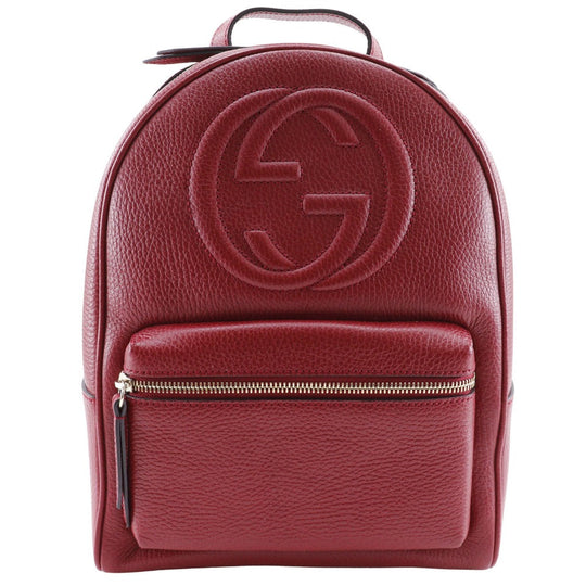 GUCCI Backpack 536192 leather Red ChainBackpack Interlocking Soho Women Used Authentic