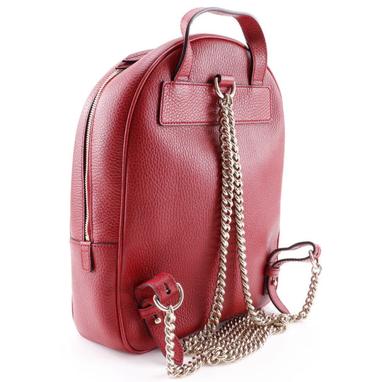 GUCCI Backpack 536192 leather Red ChainBackpack Interlocking Soho Women Used Authentic