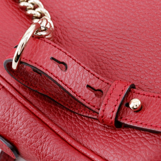 GUCCI Backpack 536192 leather Red ChainBackpack Interlocking Soho Women Used Authentic