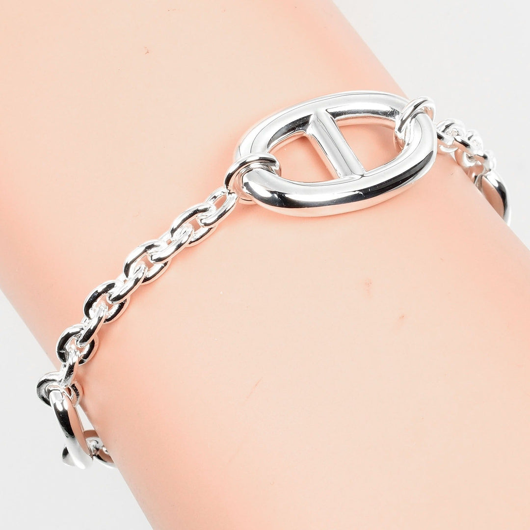 HERMES bracelet Silver925 Silver Circumference of Wristaround5.6" Chene Dunkle Farandole SH Women Used Authentic
