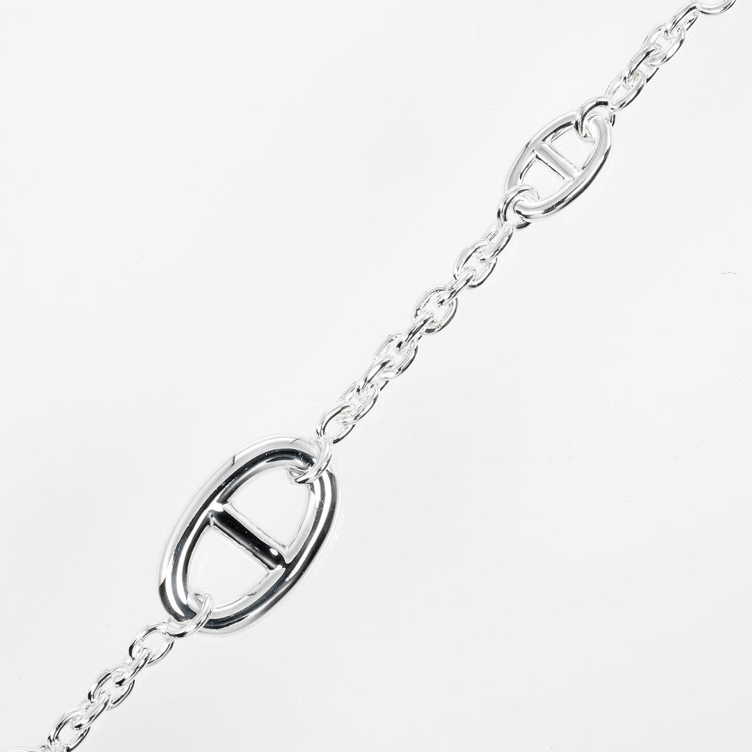 HERMES bracelet Silver925 Silver Circumference of Wristaround5.6" Chene Dunkle Farandole SH Women Used Authentic