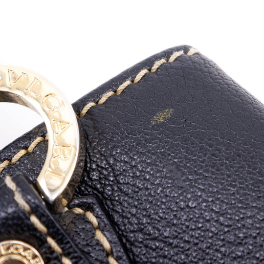 BVLGARI Handbag leather black 2WAYShoulder Maxi Rettale Women Used Authentic