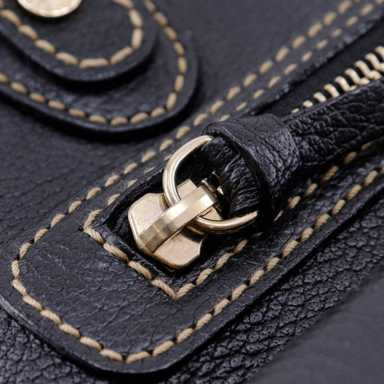 BVLGARI Handbag leather black 2WAYShoulder Maxi Rettale Women Used Authentic