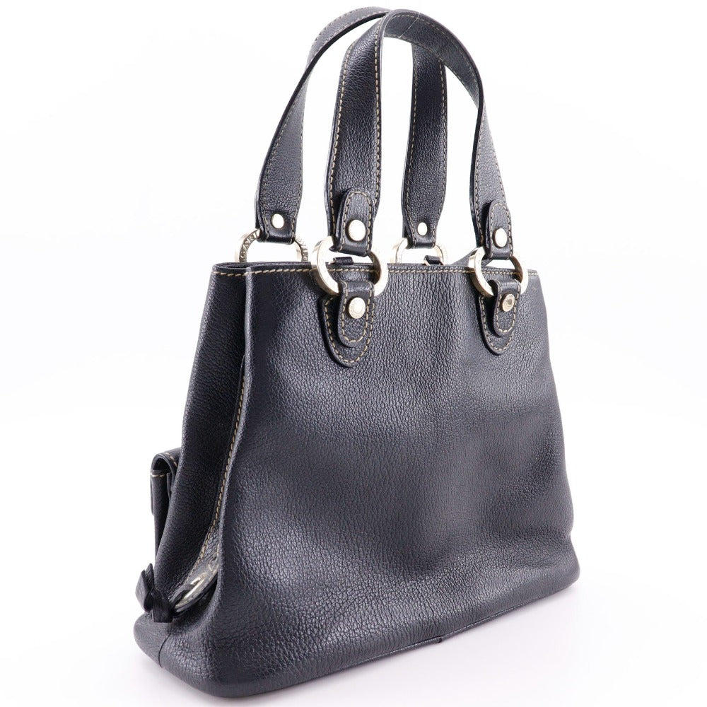 BVLGARI Handbag leather black 2WAYShoulder Maxi Rettale Women Used Authentic