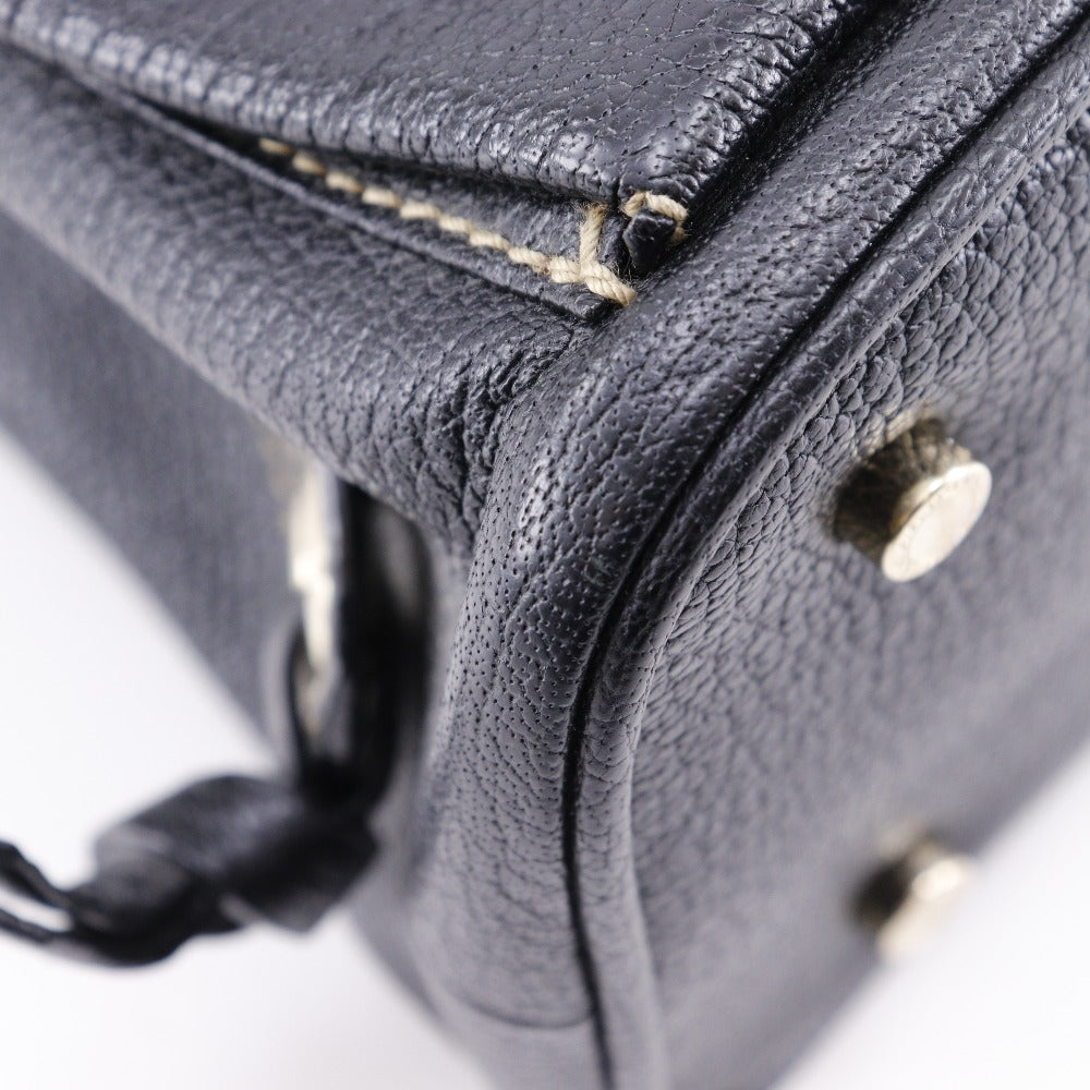 BVLGARI Handbag leather black 2WAYShoulder Maxi Rettale Women Used Authentic