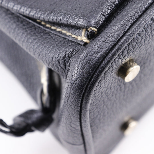 BVLGARI Handbag leather black 2WAYShoulder Maxi Rettale Women Used Authentic