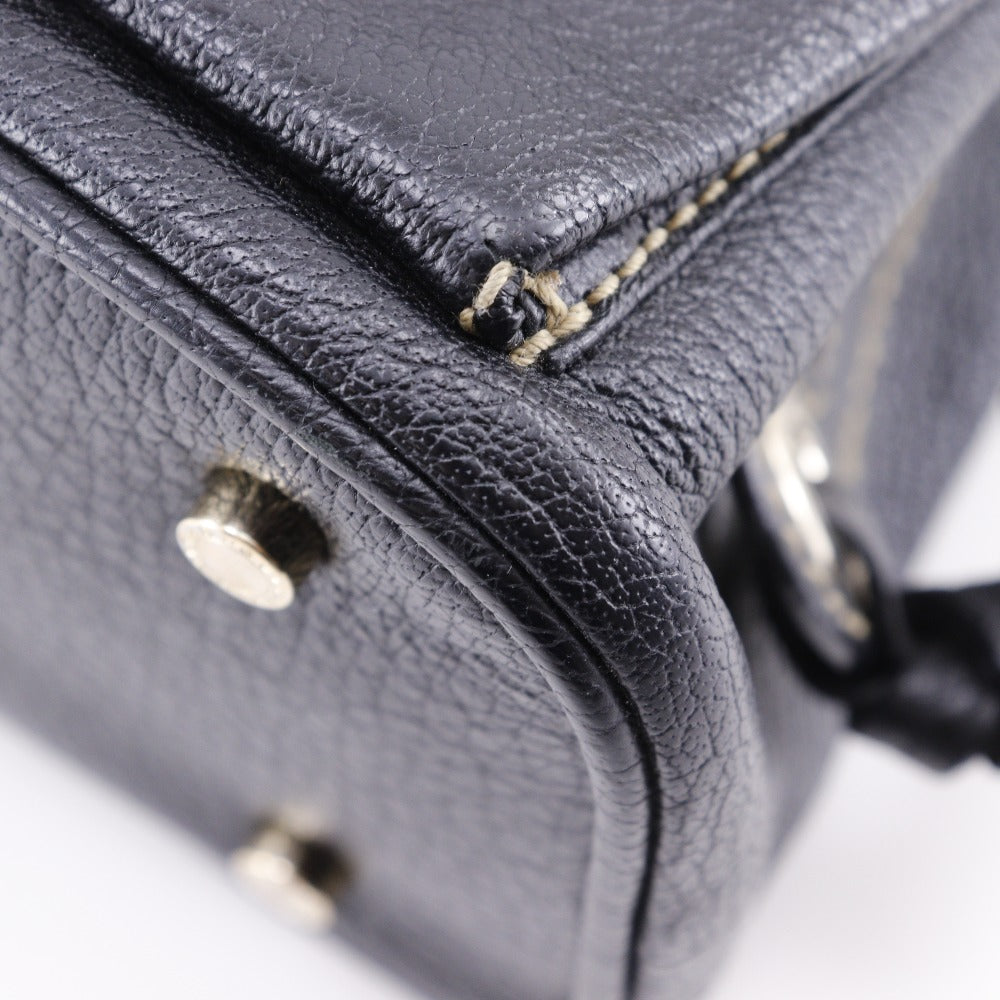 BVLGARI Handbag leather black 2WAYShoulder Maxi Rettale Women Used Authentic