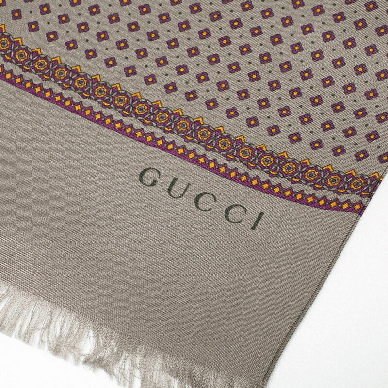 GUCCI Stall 344163 4G001 1276 silk Charcoal gray purple x orange type unisex(Unisex) 21cm�~140cm Used Authentic