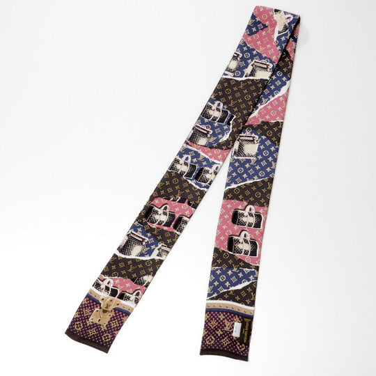 LOUIS VUITTON scarf M75046 silk multicolor Monogram Wallpaper Twilly Bandoo Women Used Authentic