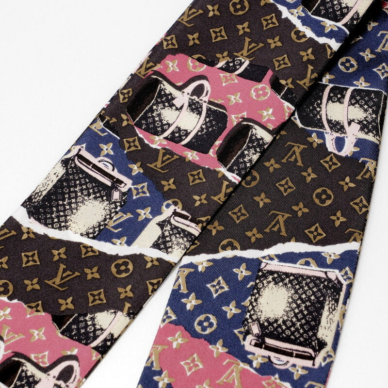 LOUIS VUITTON scarf M75046 silk multicolor Monogram Wallpaper Twilly Bandoo Women Used Authentic