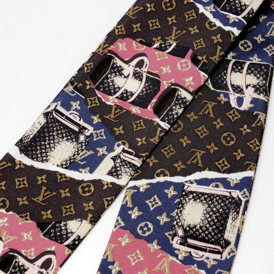 LOUIS VUITTON scarf M75046 silk multicolor Monogram Wallpaper Twilly Bandoo Women Used Authentic