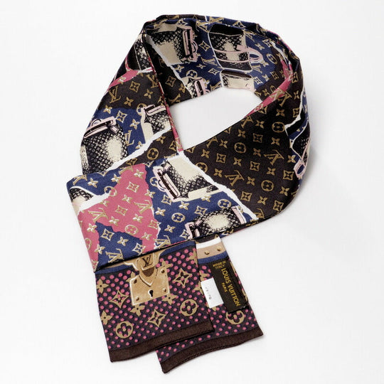 LOUIS VUITTON scarf M75046 silk multicolor Monogram Wallpaper Twilly Bandoo Women Used Authentic