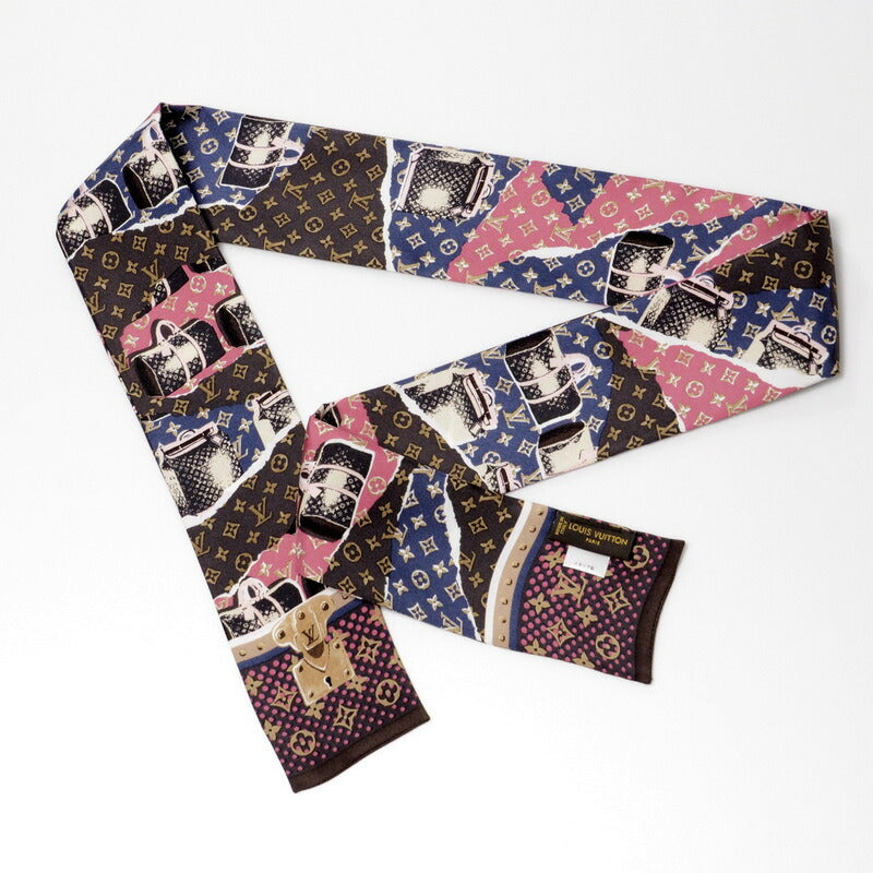 LOUIS VUITTON scarf M75046 silk multicolor Monogram Wallpaper Twilly Bandoo Women Used Authentic
