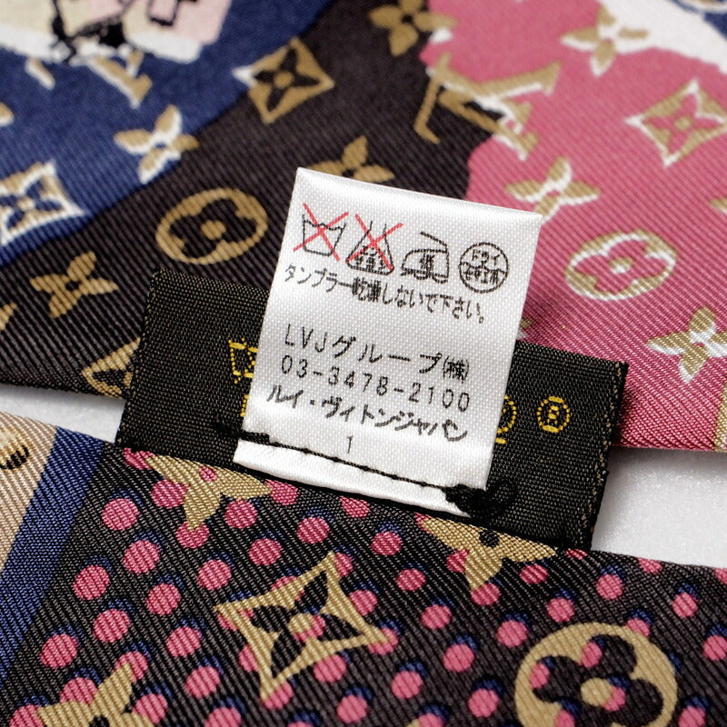 LOUIS VUITTON scarf M75046 silk multicolor Monogram Wallpaper Twilly Bandoo Women Used Authentic