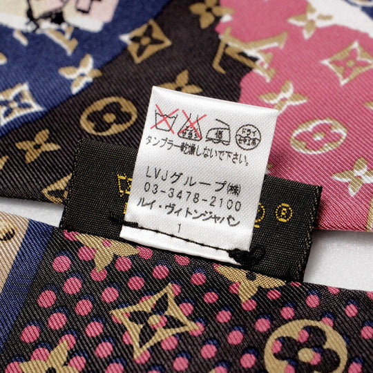 LOUIS VUITTON scarf M75046 silk multicolor Monogram Wallpaper Twilly Bandoo Women Used Authentic