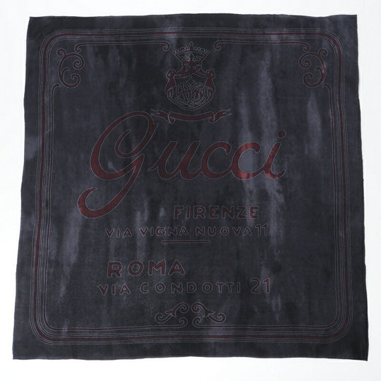GUCCI scarf silk black Women Used Authentic