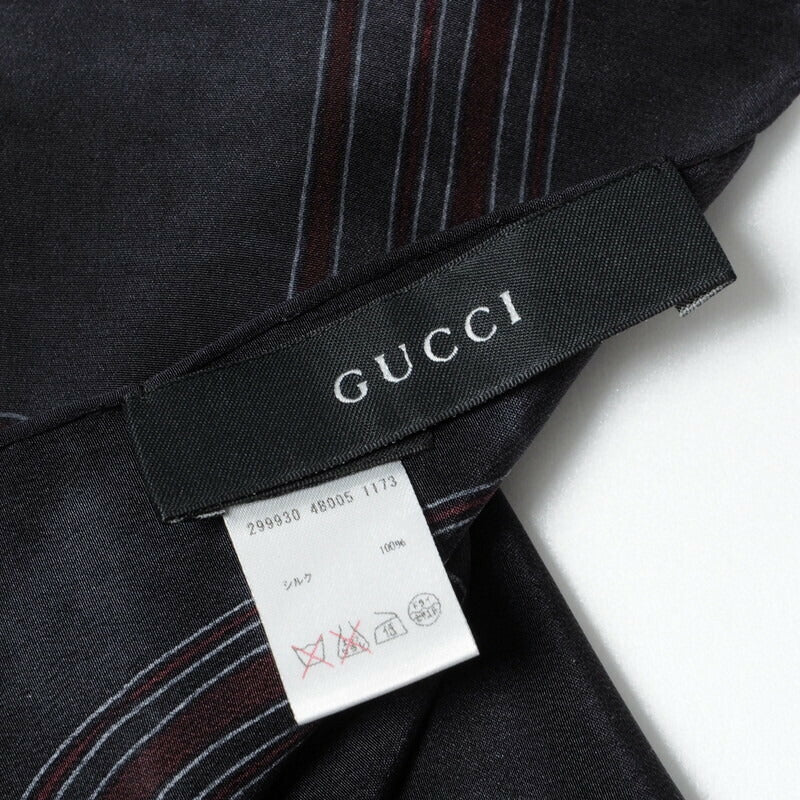 GUCCI scarf silk black Women Used Authentic