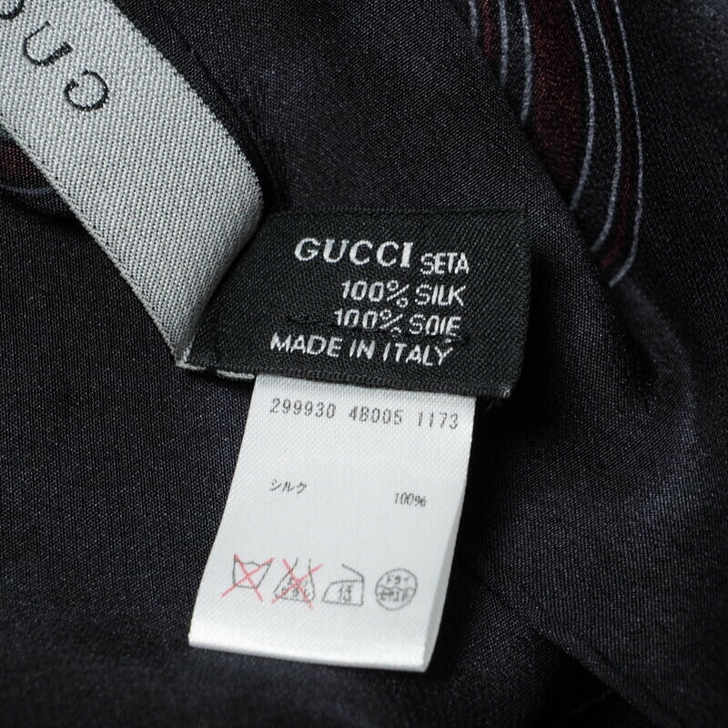 GUCCI scarf silk black Women Used Authentic