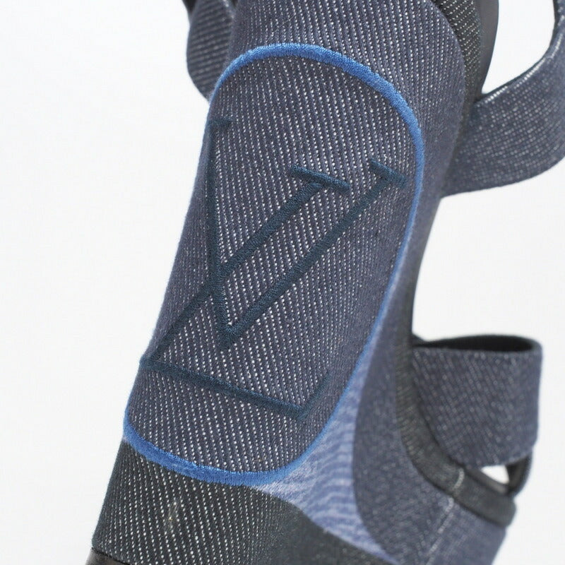 LOUIS VUITTON Sandals denim leather Navy Women 36.5 Used Authentic
