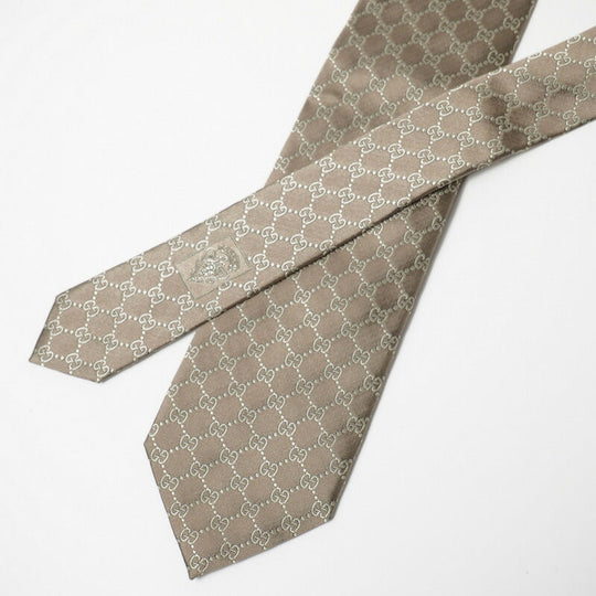 GUCCI tie silk Brown mens Used Authentic