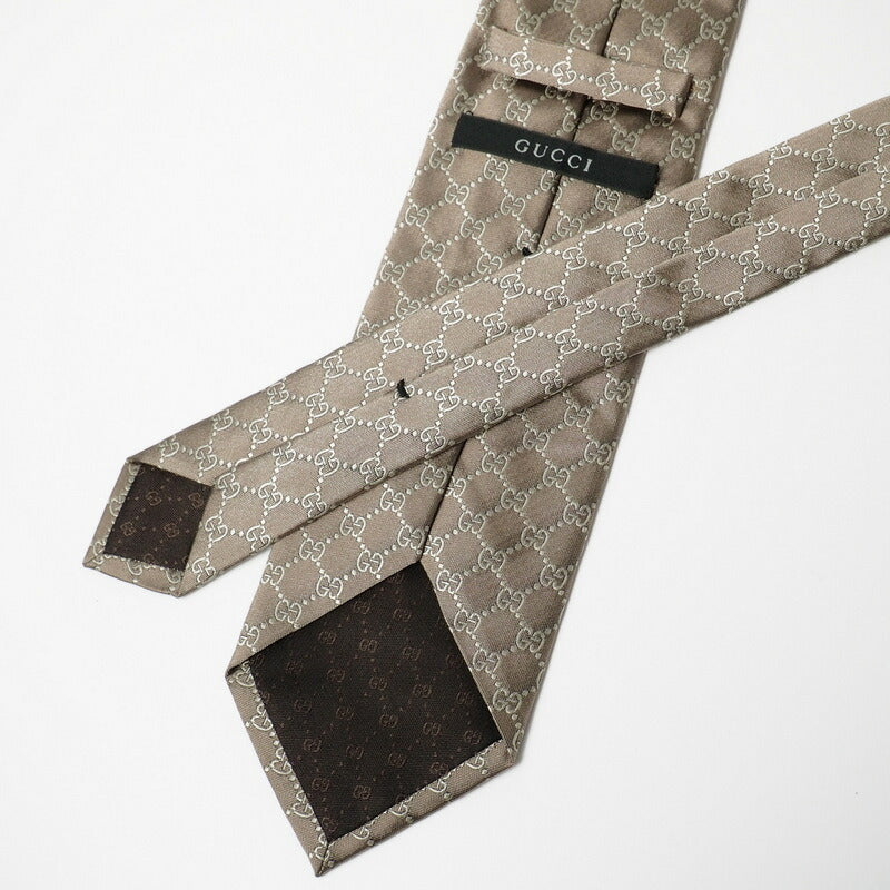 GUCCI tie silk Brown mens Used Authentic