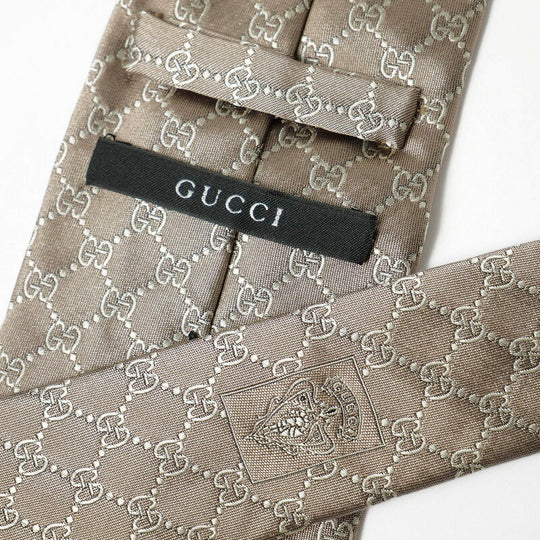GUCCI tie silk Brown mens Used Authentic