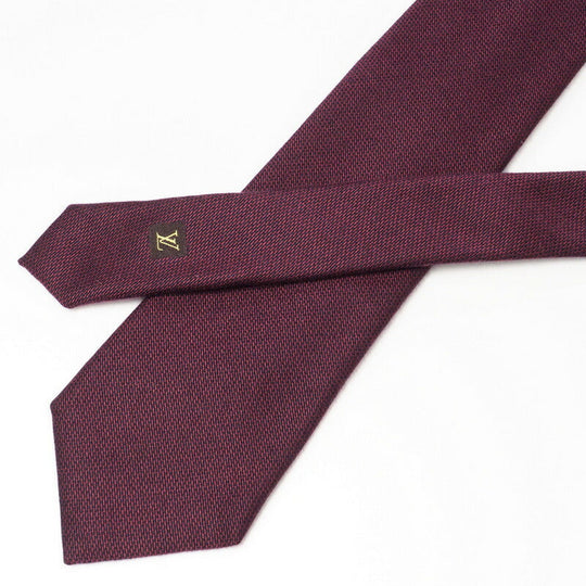 LOUIS VUITTON tie silk Bordeaux mens Used Authentic
