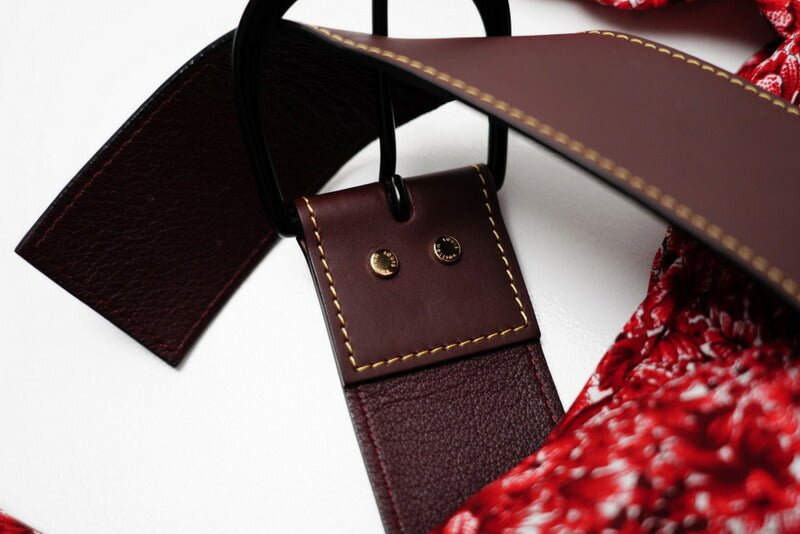 LOUIS VUITTON one piece 96% rayon, 4% polyurethane Genuine leather: cowhide, sheepskin Red Leather belt included Flower print dress Women 34 Used Authentic