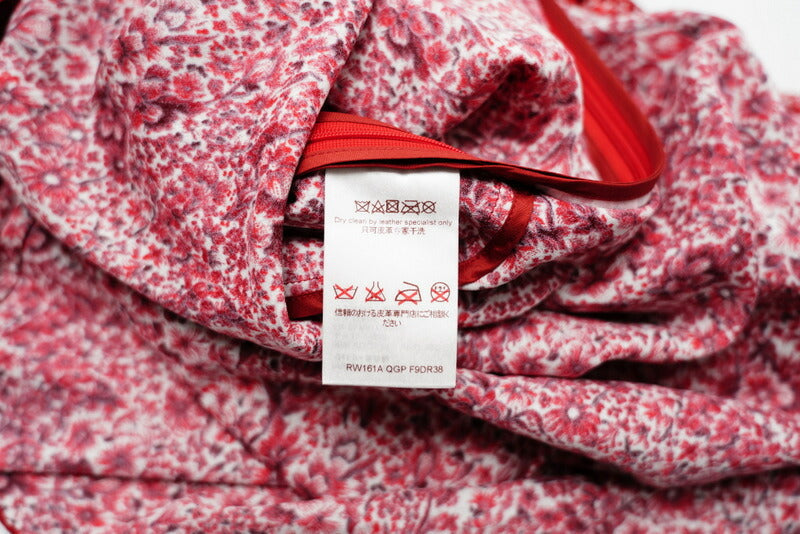 LOUIS VUITTON one piece 96% rayon, 4% polyurethane Genuine leather: cowhide, sheepskin Red Leather belt included Flower print dress Women 34 Used Authentic