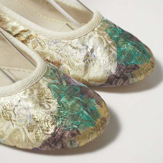 LOUIS VUITTON pumps Jacquard Leather Champagne gold/green/purple Women 37 Used Authentic