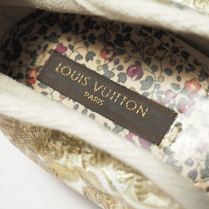LOUIS VUITTON pumps Jacquard Leather Champagne gold/green/purple Women 37 Used Authentic