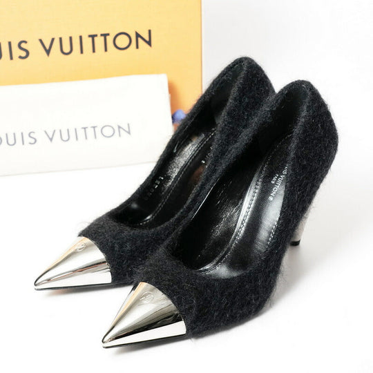 LOUIS VUITTON pumps 1A93L4 mohair Black / Silver Women 37.5 Used Authentic