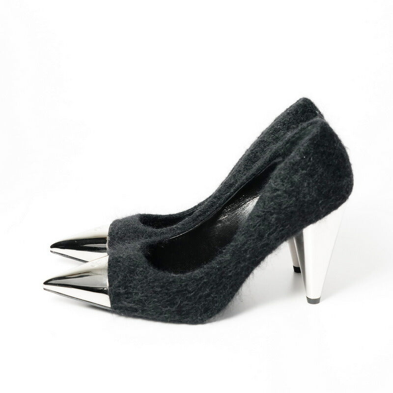LOUIS VUITTON pumps 1A93L4 mohair Black / Silver Women 37.5 Used Authentic