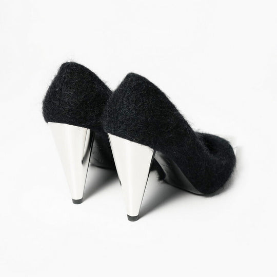 LOUIS VUITTON pumps 1A93L4 mohair Black / Silver Women 37.5 Used Authentic