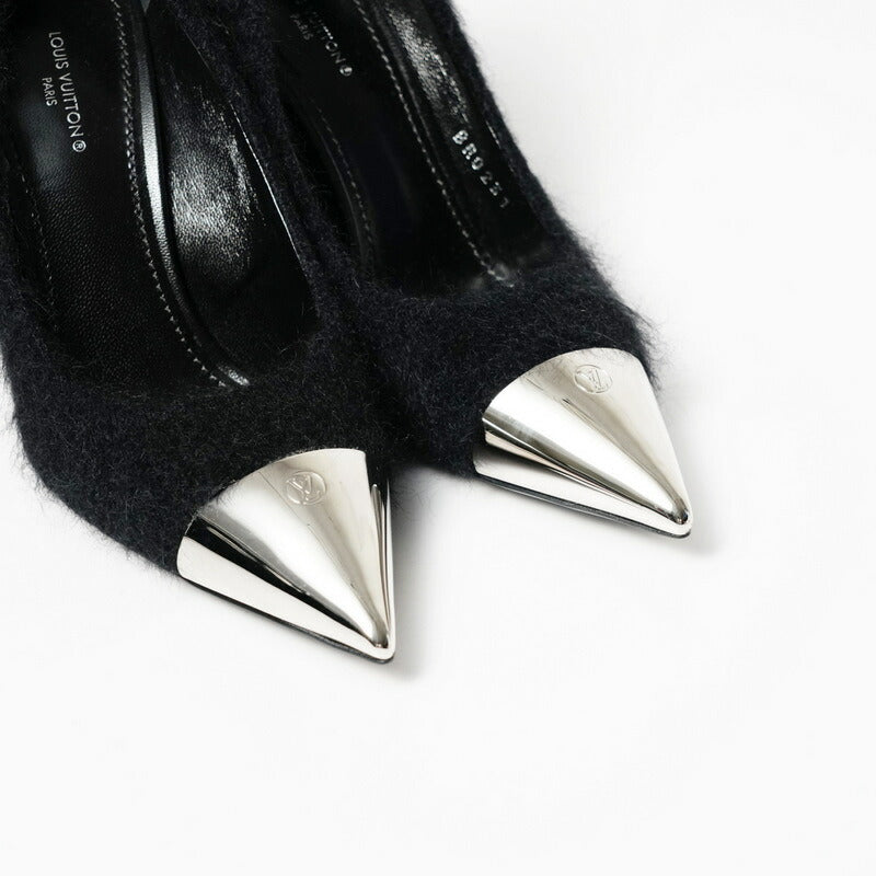 LOUIS VUITTON pumps 1A93L4 mohair Black / Silver Women 37.5 Used Authentic