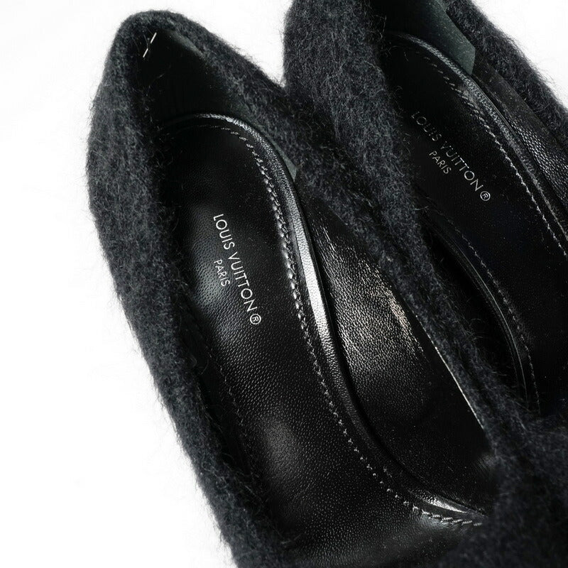 LOUIS VUITTON pumps 1A93L4 mohair Black / Silver Women 37.5 Used Authentic