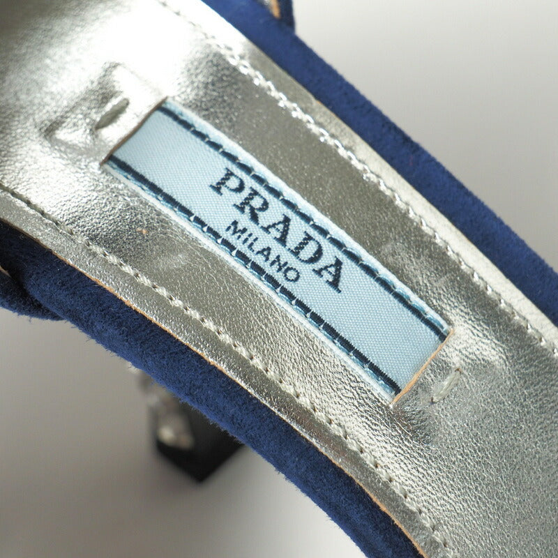 PRADA pumps 1X571F Goat Leather Suede Leather blue Women 35 Used Authentic