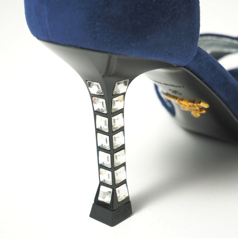PRADA pumps 1X571F Goat Leather Suede Leather blue Women 35 Used Authentic