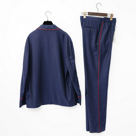 GUCCI setup 622U511GXAF0/622U5175DBY2 wool Navy / Red mens 7-48R Used Authentic