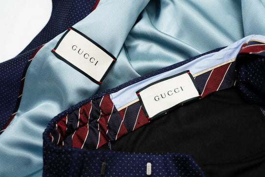 GUCCI setup 622U511GXAF0/622U5175DBY2 wool Navy / Red mens 7-48R Used Authentic
