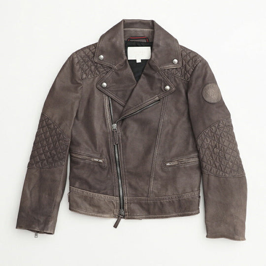 GUCCI Jacket Leather/Adhesive interlining: 100% polyester/Lining: 100% cupra Brown Kids 5 Used Authentic