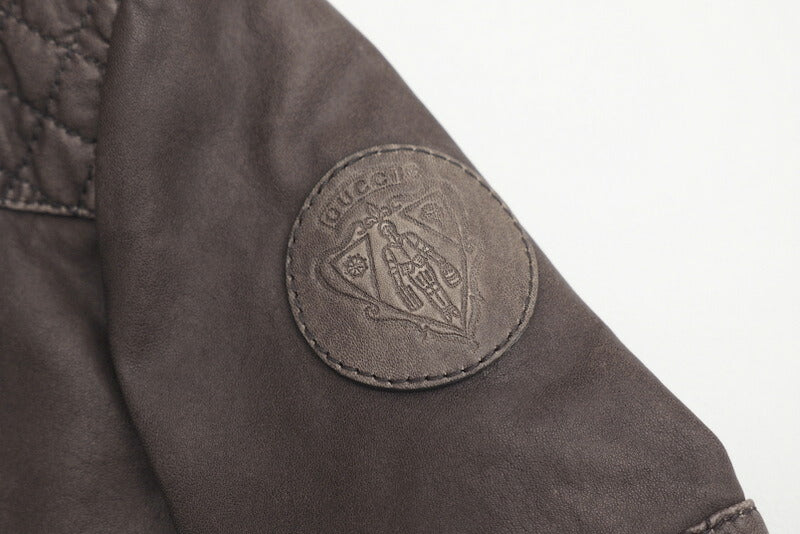 GUCCI Jacket Leather/Adhesive interlining: 100% polyester/Lining: 100% cupra Brown Kids 5 Used Authentic