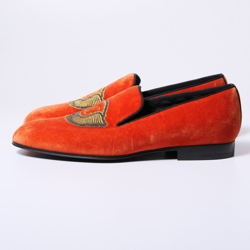 LOUIS VUITTON Slip-on Velor Orange mens 6.5 Used Authentic
