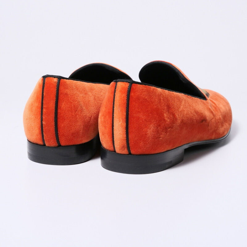 LOUIS VUITTON Slip-on Velor Orange mens 6.5 Used Authentic