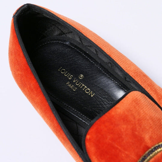 LOUIS VUITTON Slip-on Velor Orange mens 6.5 Used Authentic