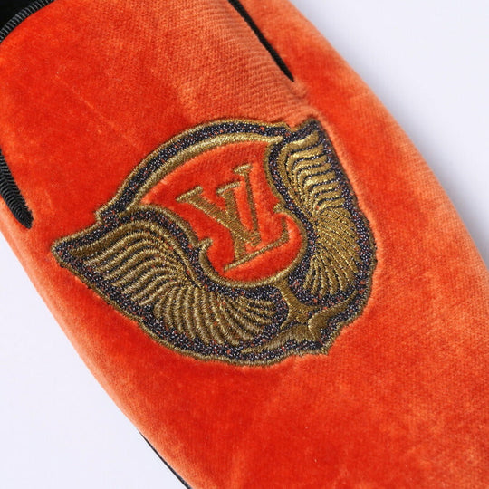 LOUIS VUITTON Slip-on Velor Orange mens 6.5 Used Authentic