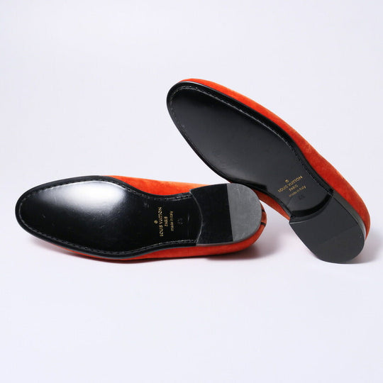 LOUIS VUITTON Slip-on Velor Orange mens 6.5 Used Authentic