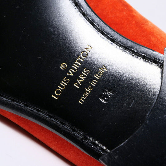 LOUIS VUITTON Slip-on Velor Orange mens 6.5 Used Authentic