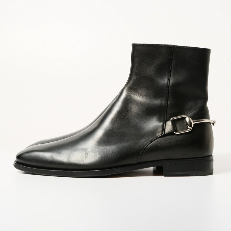 GUCCI boots 181848 Genuine Leather Black / Silver mens 38.5EJ Used Authentic